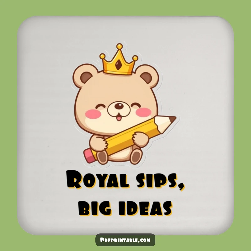 Funny Giggling Bear King Coaster: Protect Surfaces with Royal Humor, Ideal Funny Gift!