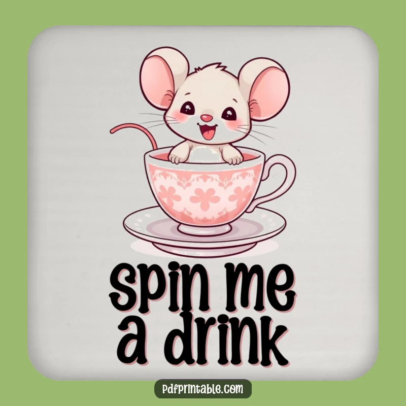Funny Mouse Teacup Coaster Set: Protect Surfaces with a Delighted Rodent, a Cute Funny Gift!