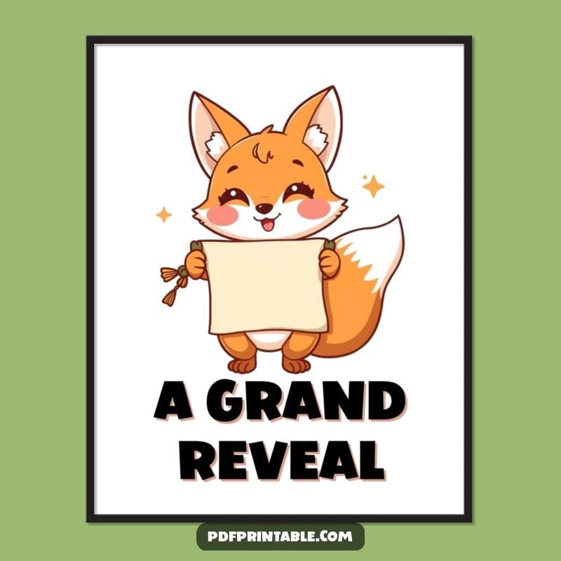 Funny Fox Poster: Clever Presenter with Scroll, Witty Wall Art and Hilarious Funny Gift