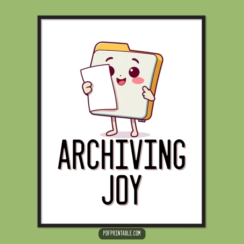 Funny Folder Poster: Document Flourish - Charming Office Art Decor