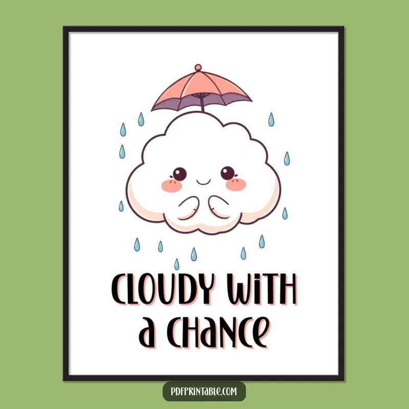 Funny Cloud Poster: Bring Cheerful Rainy Day Vibes to Your Walls