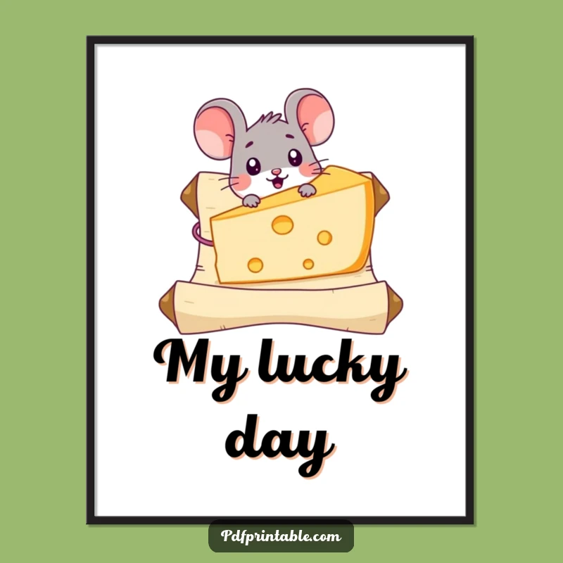 Funny Mouse Cheese Poster: Whimsical Art, Giant Gruyere, Wall Decor Funny Gift