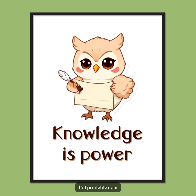 Funny Owl Poster: Wise Messenger with Scroll, Scholarly Wall Art and Hilarious Funny Gift