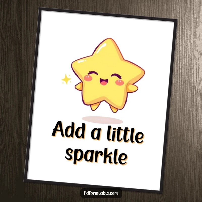 Funny Poster of a playful star character winking at the viewer while drawing a vibrant, sparkling trail.