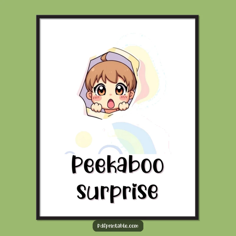 Funny Surprise Page Character Poster: Peek-a-boo Art, Colorful Decor, Gift Idea