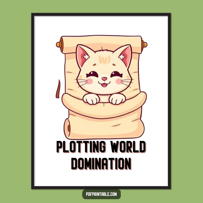 Funny Cat Scroll Poster: Whimsical Art, Unrolled Scroll, Wall Decor Funny Gift