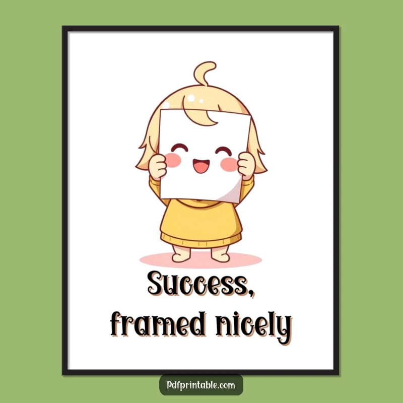 Funny Printing Character Poster: Success Art, Fresh Page, Cool Decor, Gift Idea