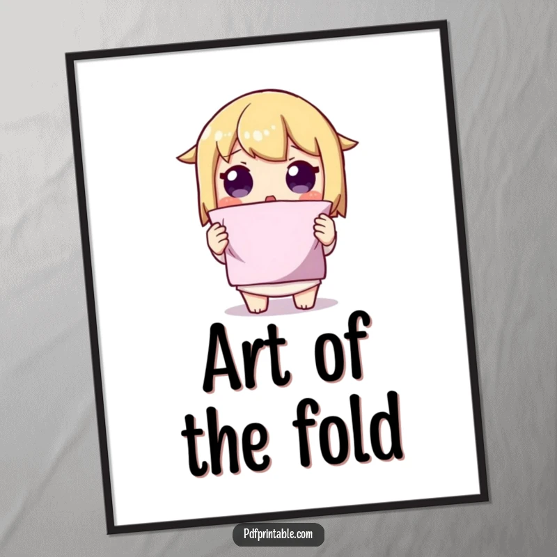 Funny Folded Shape Poster depicting a character with a surprised expression holding up a perfectly folded shape, celebrating wonder.