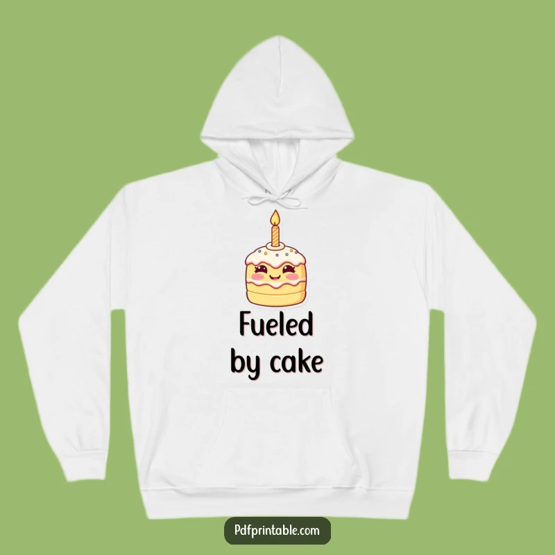 Cozy Funny Cake Character Hoodie: Warm Up with a Smiling Birthday Treat