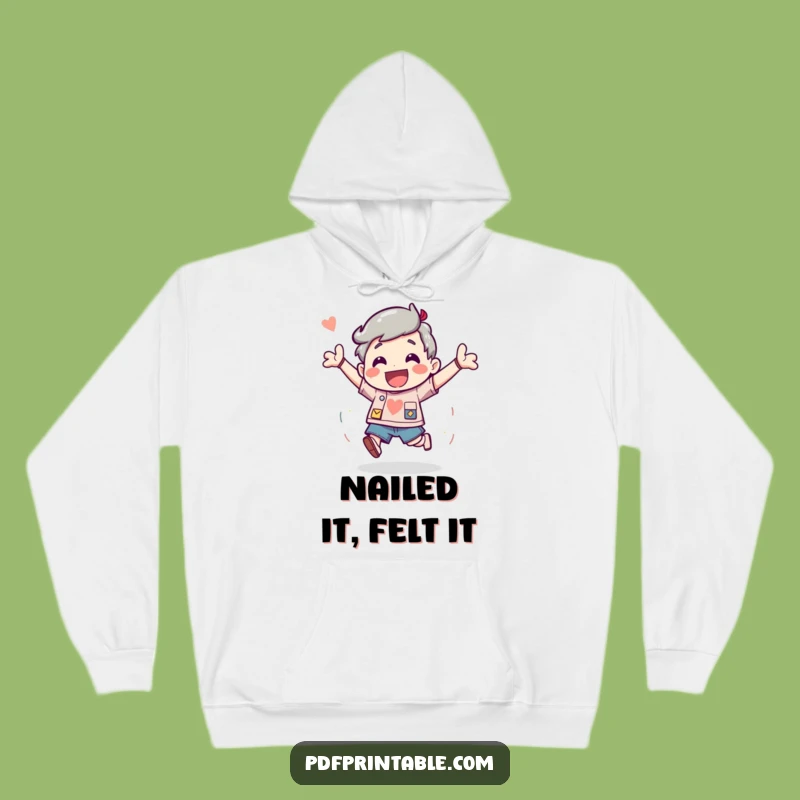 Funny Cozy Project Hoodie: Excited Bouncing Character Apparel, Perfect Achievement Gift