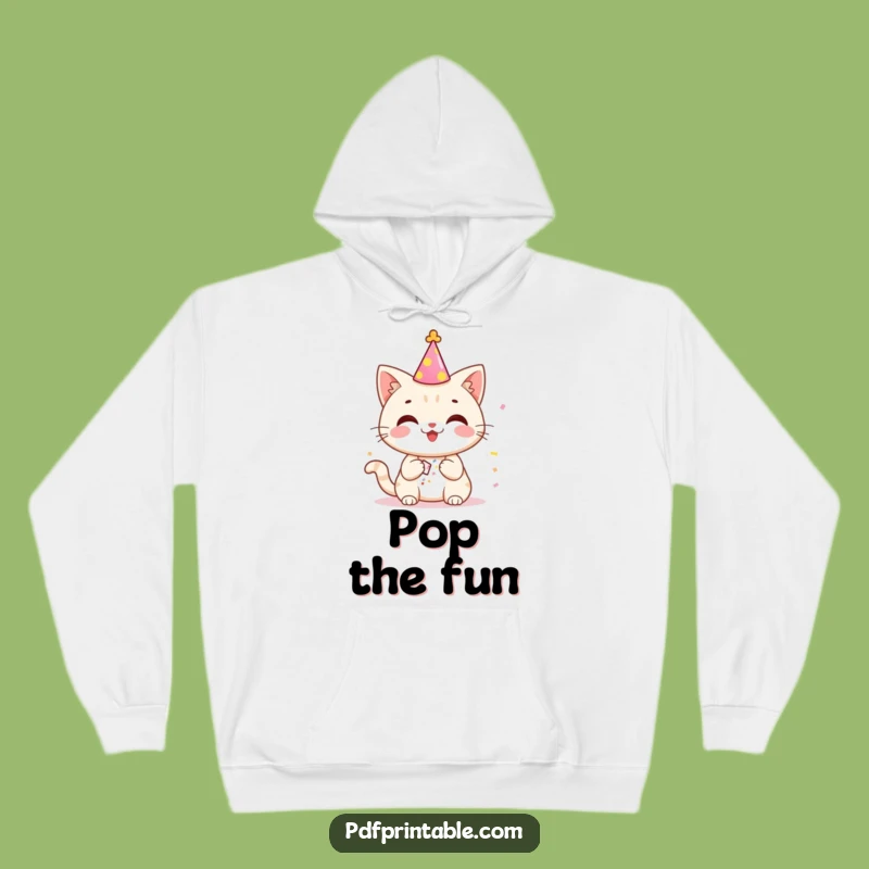 Funny Party Cat Confetti Hoodie - Comfy and hilarious gift for festive feline fans.