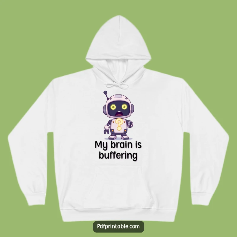 Funny Puzzled Robot Hoodie: Cozy Comfort for Curious Souls