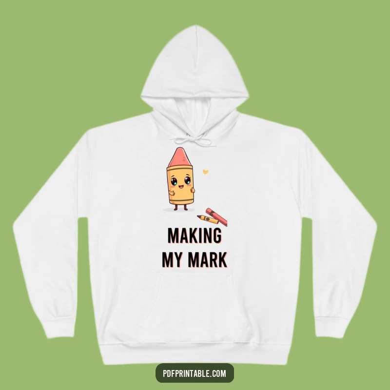 Funny Cozy Crayon Hoodie: Warm sweatshirt with character drawing funny shape, funny gift.