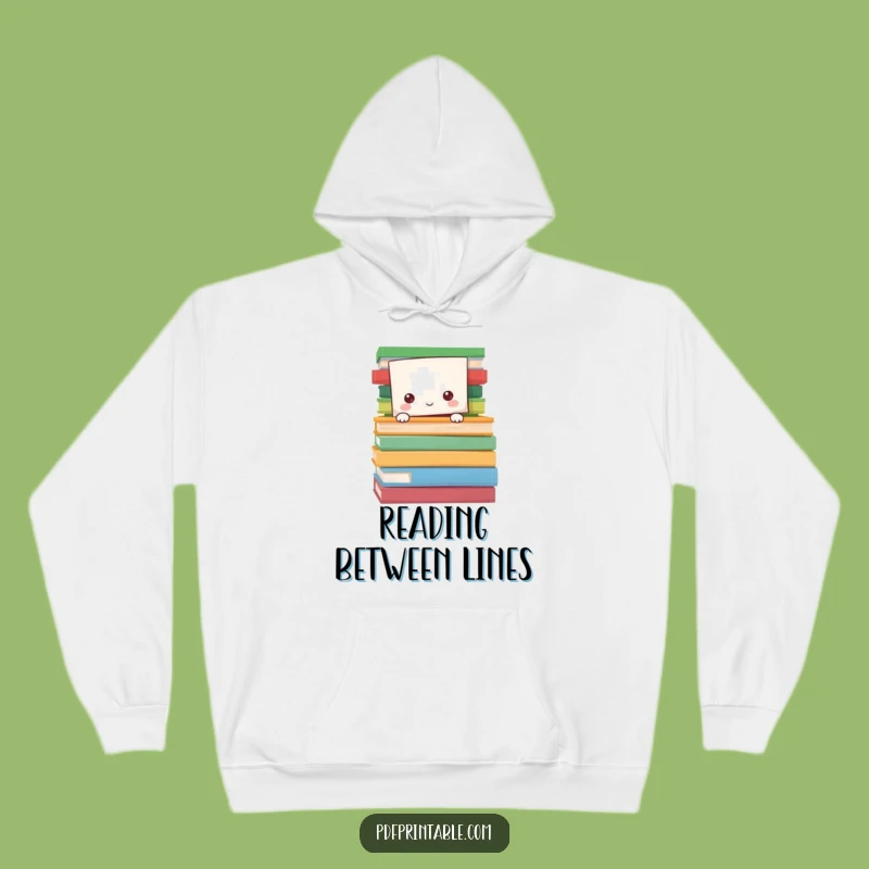Funny Cozy Reader Hoodie: Warm sweatshirt with character hiding in pages, funny gift.