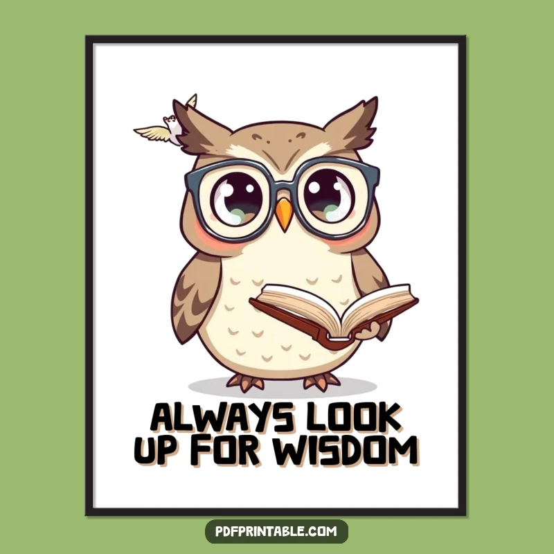 Free Printable Owl Reading Art: Hilarious Flying Book Humorous Downloadable Wall Decor