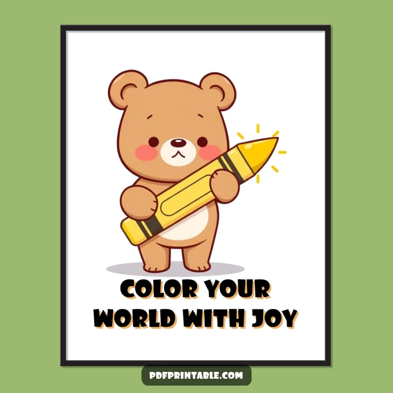 Free Printable Kawaii Bear Art: Funny Downloadable Decor with Artistic Flair