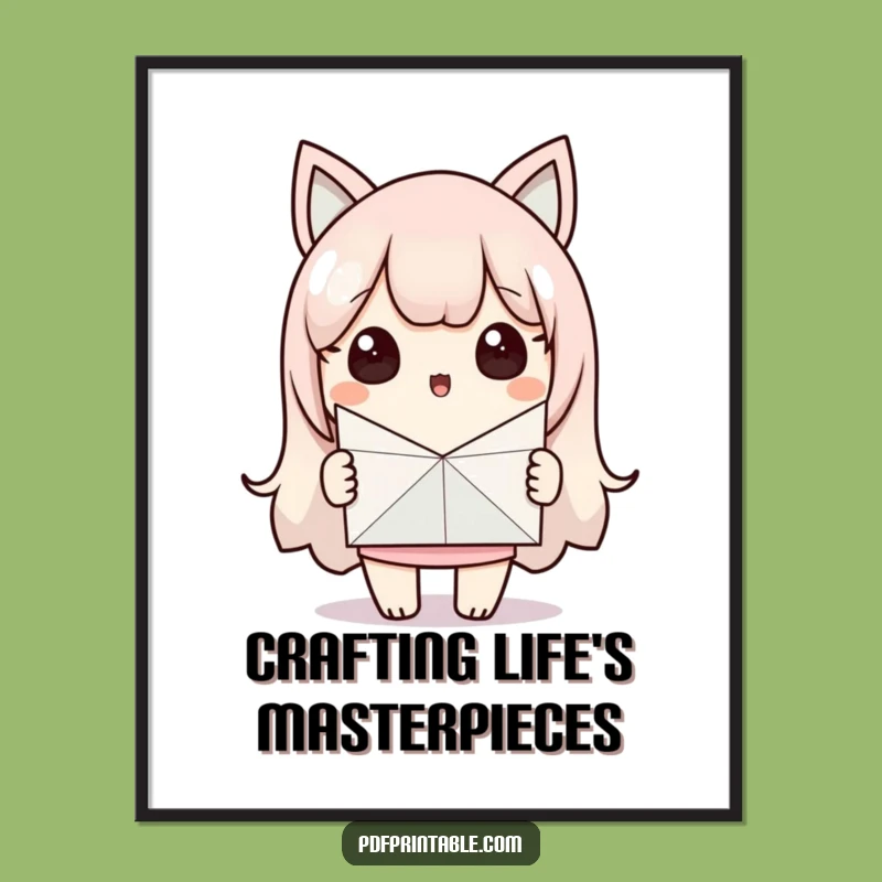 Free Printable Wall Art: Surprised Kawaii Crafter, Funny Downloadable Art for Home Decor