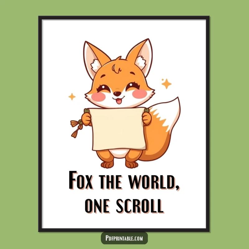 Funny Free Printable Wall Art: Cheerful Fox's Scroll - Humorous Downloadable Decor