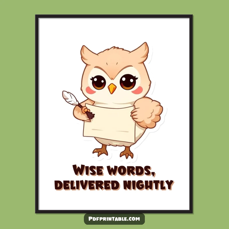 Funny Free Printable Wall Art: Wise Owl's Message - Humorous Downloadable Decor