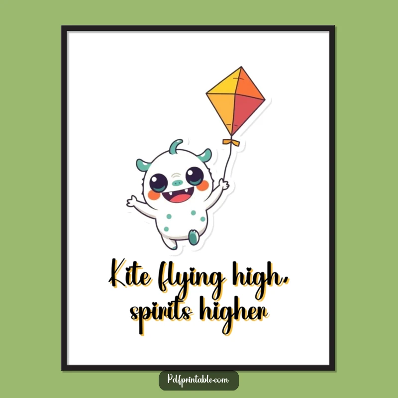 Funny Free Printable Wall Art: Monster Kite Flyer - Whimsical Downloadable Decor!