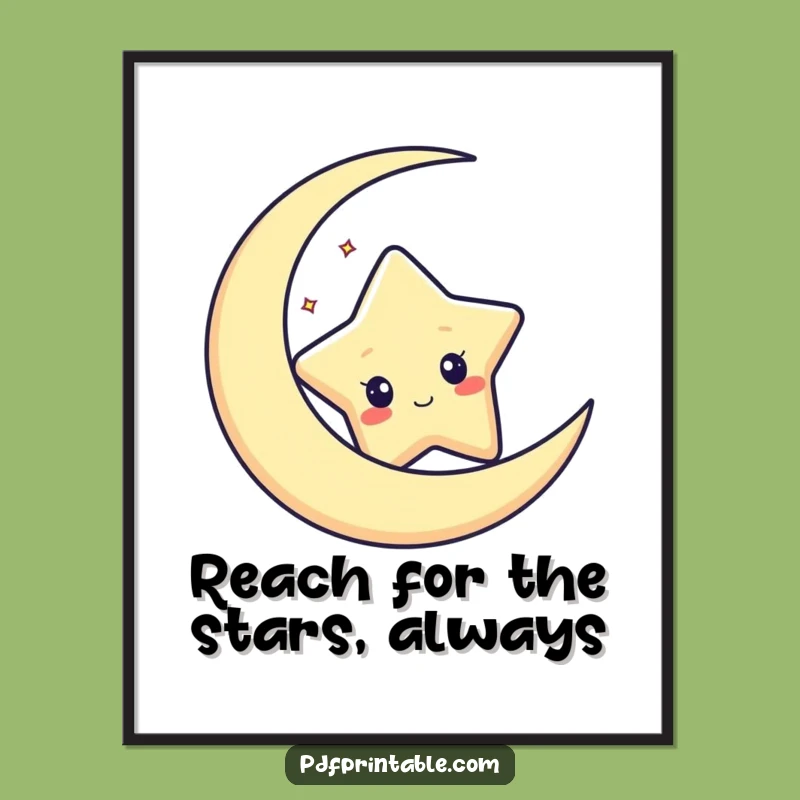Funny Free Printable Wall Art: Star & Moon, Celestial Downloadable Decor