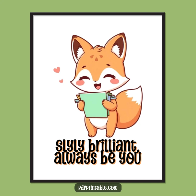 Free Printable Kawaii Fox Giggles Wall Art: Funny Downloadable Decor for Playful Spaces