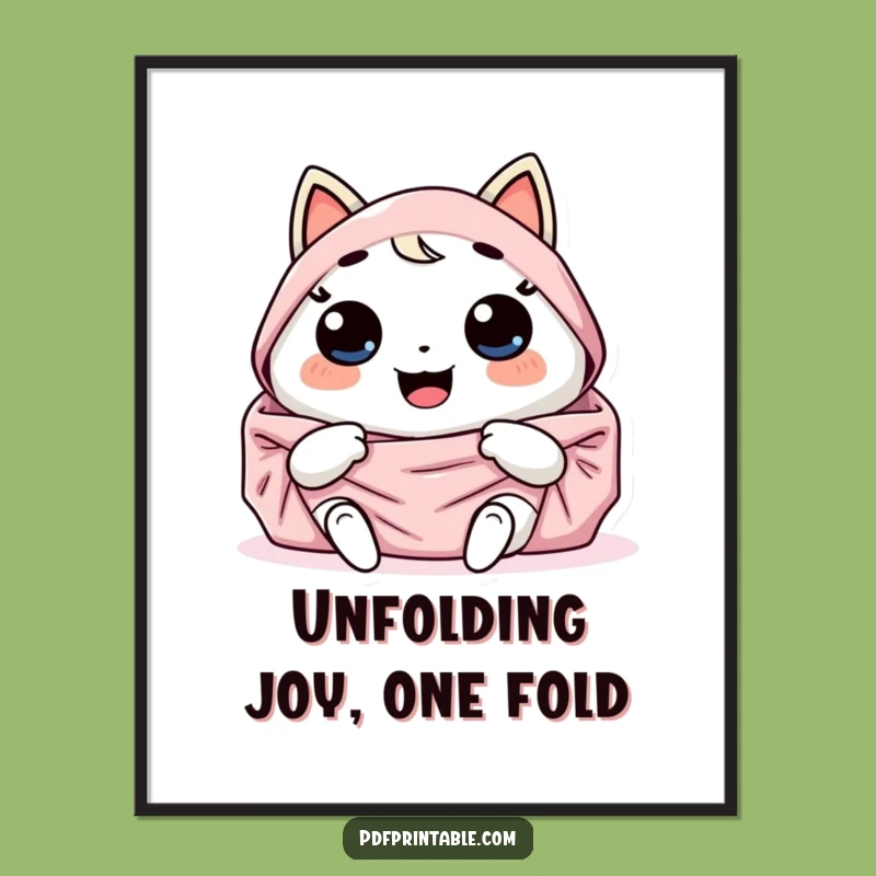 Free Printable Wall Art: Giggling Kawaii Character, Funny Downloadable Art for Playful Spaces