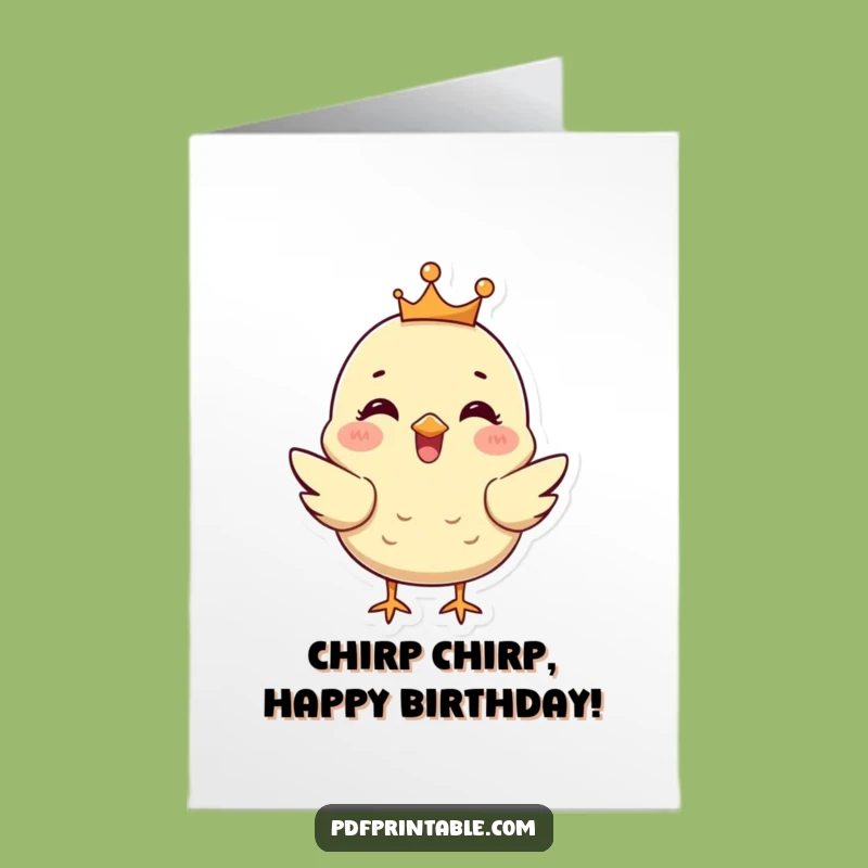 Free Printable Birthday Card: Happy Chick Royal Fun, Downloadable Gift!