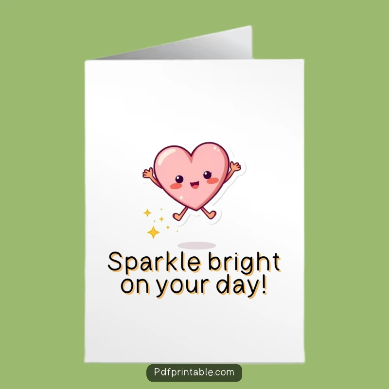 Free Printable Birthday Card: Jumping Heart w/ Sparkles, Joyful Downloadable Gift