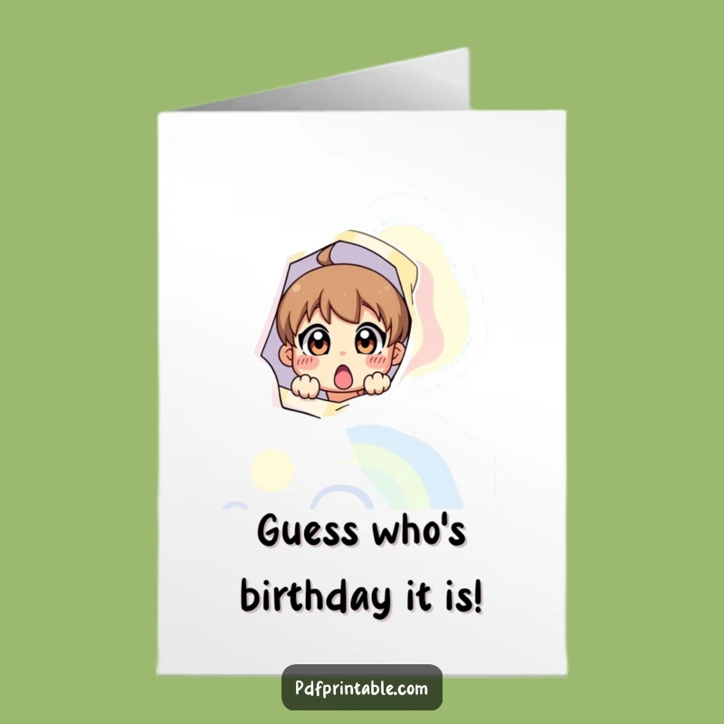 Free Printable Birthday Card: Peek-a-boo Surprise Character, Funny Downloadable Gift