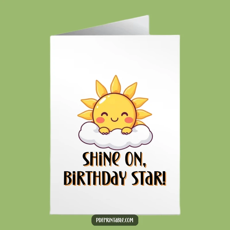 Free Printable Birthday Card: Smiling Sun & Cloud - Cheerful Downloadable Greeting!