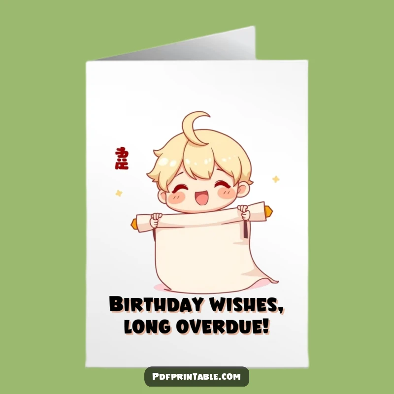 Free Printable Scroll Character Birthday Card: Big News, Downloadable Fun!