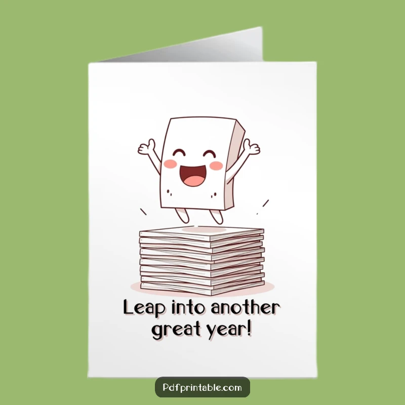Free Printable Birthday Card: Leaping Paper Character for a Funny Downloadable Gift