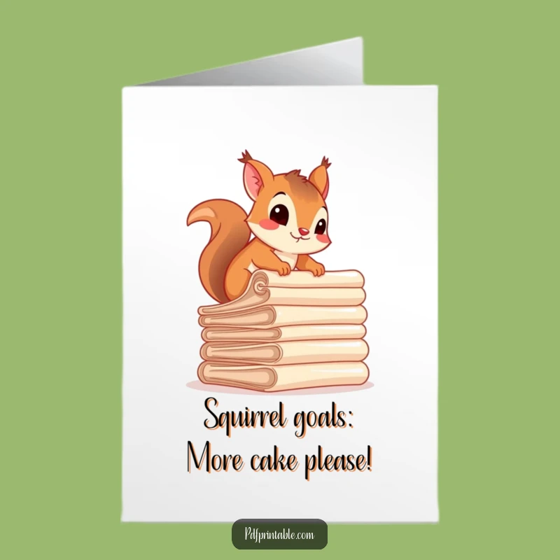 Free Printable Birthday Card: Funny Squirrel Climbing Documents - Your Go-To Humorous Downloadable Gift!