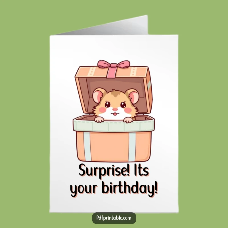 Free Printable Hamster Birthday Card: Surprise, Funny Downloadable Gift