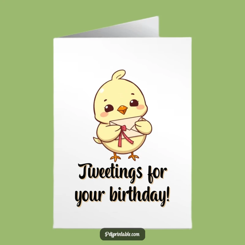 Free Printable Birthday Card: Cheerful Bird Delivers Wishes Funny Downloadable Gift