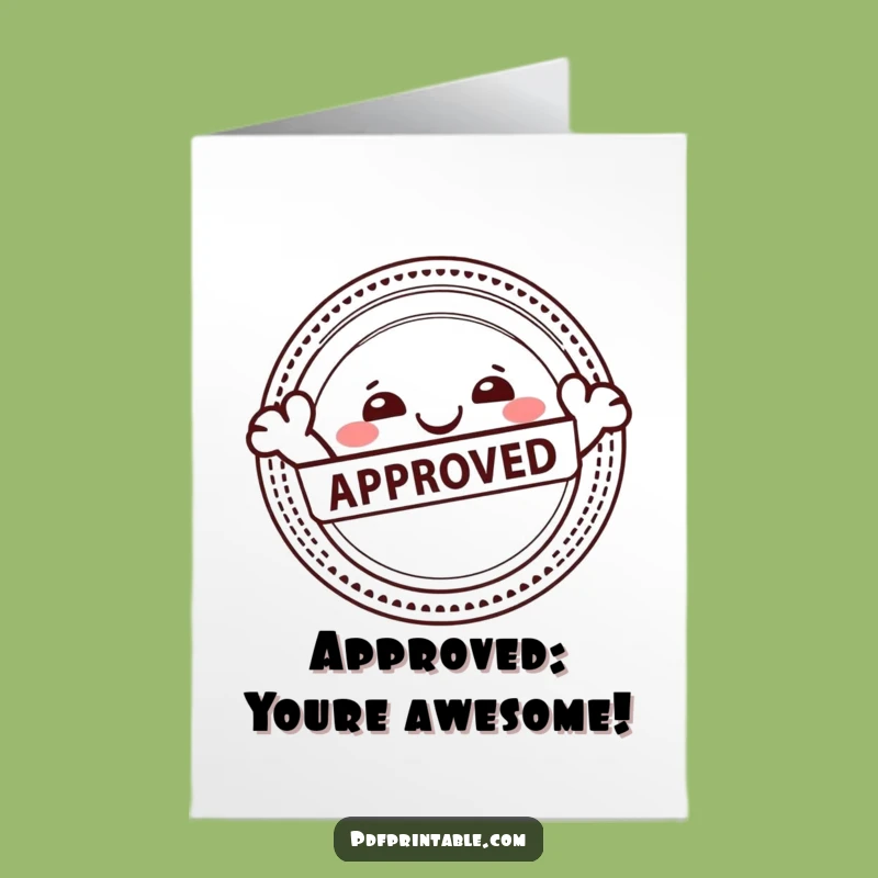 Free Printable Congrats Card: Approved Success Character, Fun Downloadable Gift