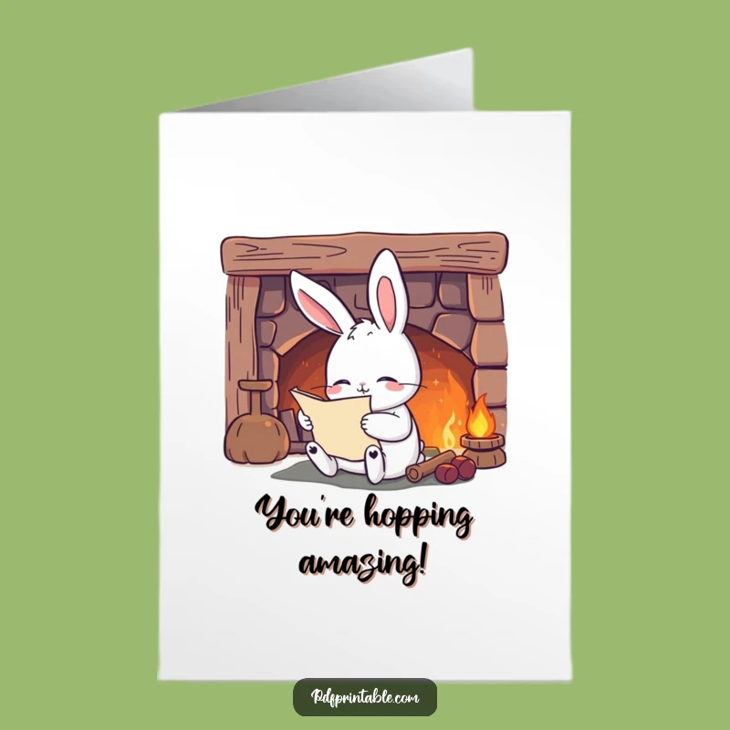 Free Printable Congrats Card: Rabbit's Cozy Cheers - Humorous Downloadable Gift