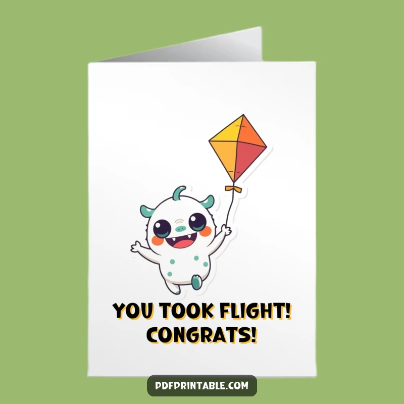Free Printable Congratulations Card: Monster Kite Flyer - Celebrate High Download!