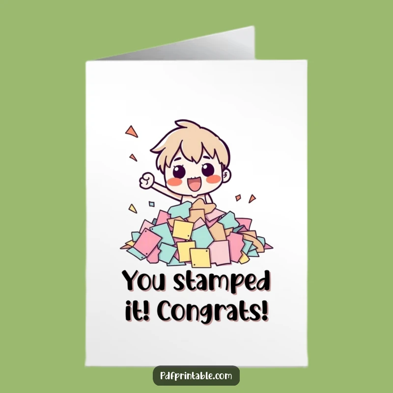 Hilarious Free Printable Congrats Card: Stamping Character DIY Digital Download Gift