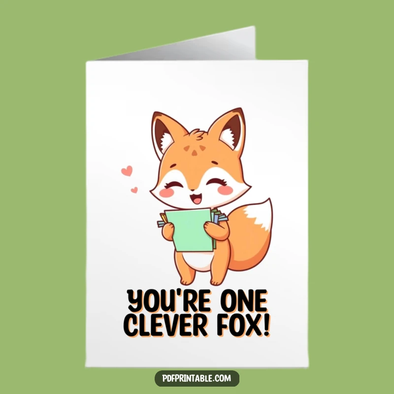 Free Printable Kawaii Fox Card: Funny Downloadable for Any Cheerful Occasion