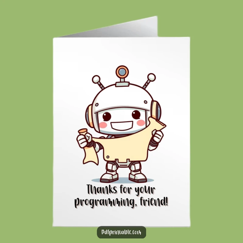 Free Printable Robot Thank You Card: Programmed Appreciation for a Humorous Downloadable Gift