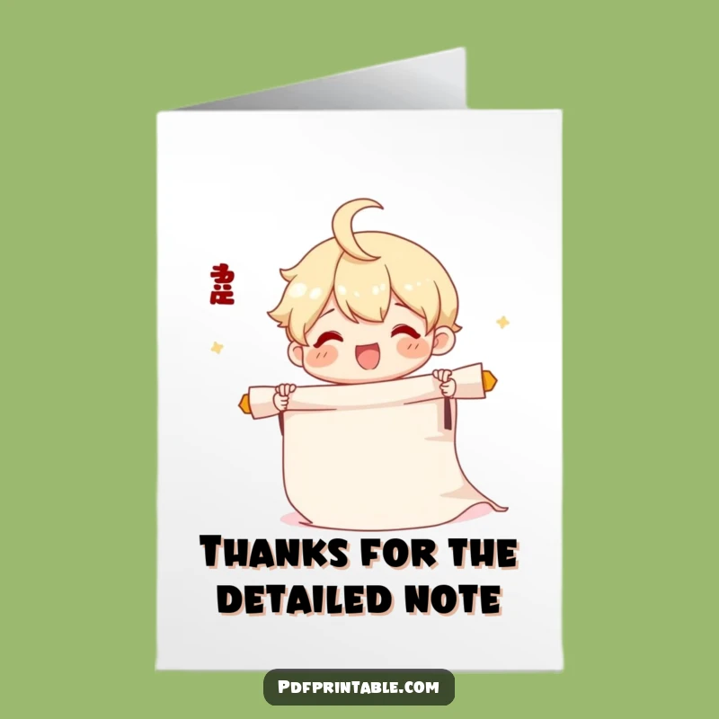 Free Printable Scroll Character Thank You Card: Big Thanks, Downloadable Heart!