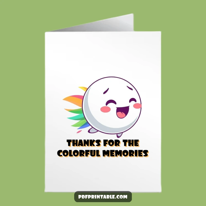 Free Printable Thank You Card: Bouncy Ball Color Streak, Grateful Downloadable