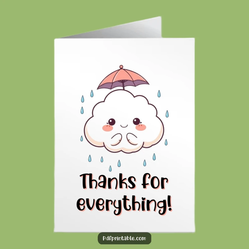 Free Printable Thank You Card: Cloud & Umbrella - Appreciate Every Drop Download!