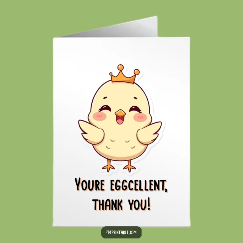 Free Printable Thank You Card: Happy Chick Royal Thanks, Downloadable Gift!
