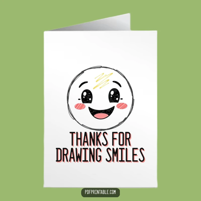 Free Printable Thank You Card: Joyful Crayon Smile, Downloadable DIY Expressing Gratitude