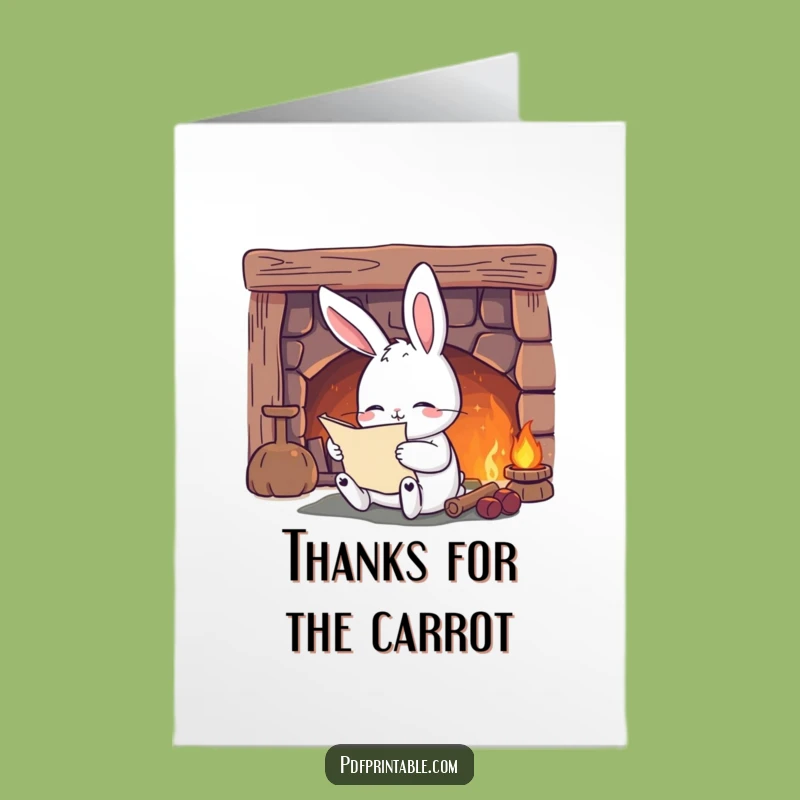 Free Printable Thank You Card: Rabbit's Cozy Thanks - Funny Downloadable Gratitude Gift
