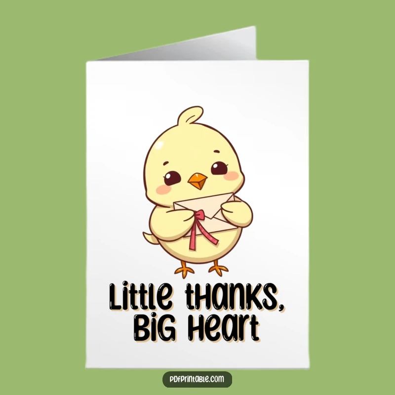 Free Printable Thank You Card: Bird's Tiny Message Funny Gratitude Downloadable