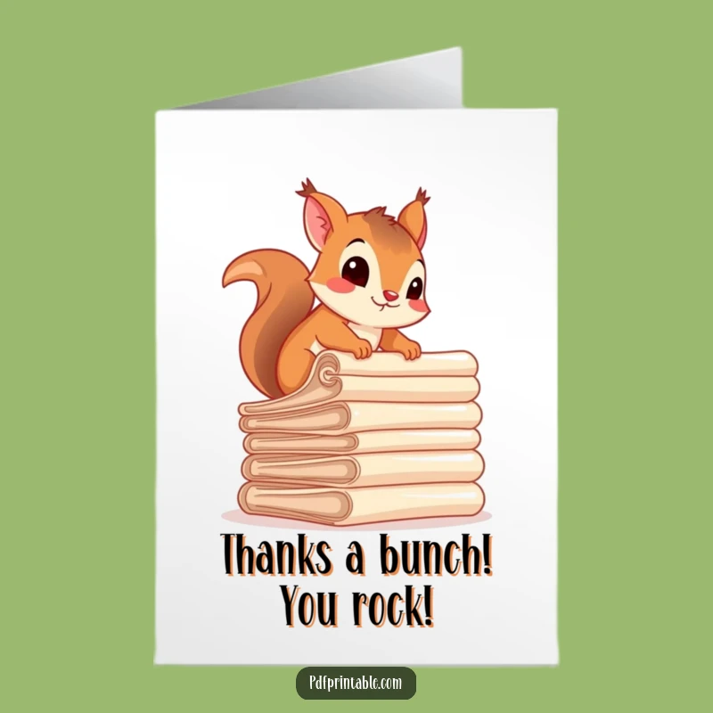 Free Printable Thank You Card: Squirrel on Documents - A Humorous Downloadable Gift of Gratitude!
